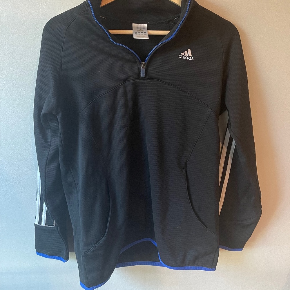 Adidas Black/Blue Quarter Zip - XL